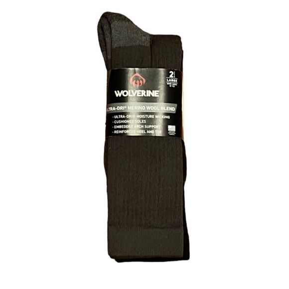 Wolverine Men’s Ultra Dri Merino Wool Blend 2 Pack, Size L, NWT - Picture 1 of 5